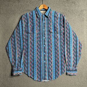 Vintage BJ-R Authentic Western Button Up Shirt Men's Medium Long Sleeve Aztec
